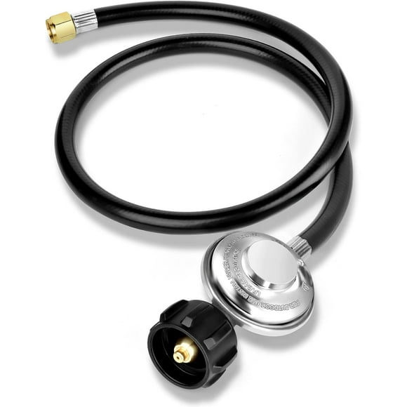 shiyou-3 FT Propane Regulator and Hose Universal QCC1 Grill Replacement for Most LP Gas Grill, Patio Heater, Fire Pit and More, Low Pressure, 3/8 inch Female Flare Nut