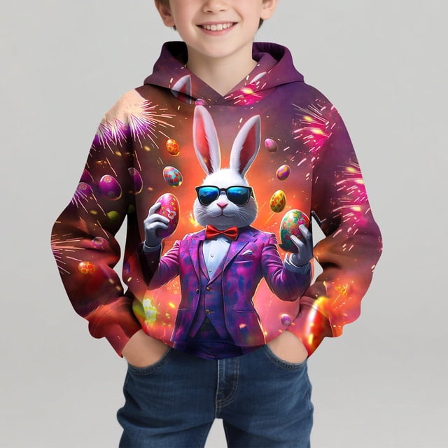 Sudadera con capucha para niño, para niño, con estampado de Feliz Día de Pascua, color, manga larga, informal, deportiva, con capucha, sudadera con capucha de manga larga, top con inserciones en los h