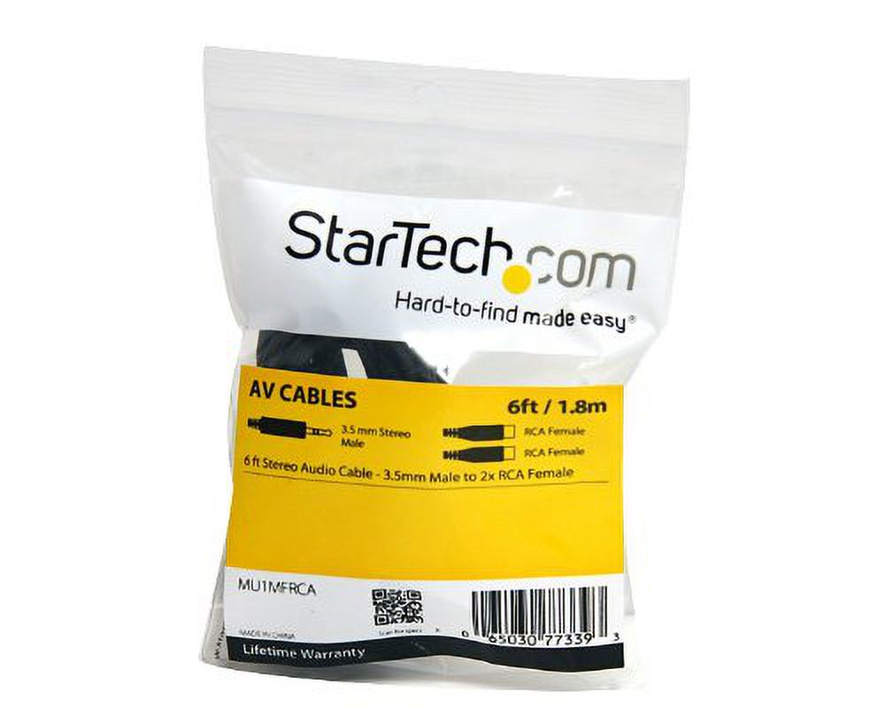 StarTech.com 6 ft. (1.8 m) 3.5mm to RCA Cable - 3.5mm to 2x RCA - Male/Female - 3.5mm to RCA (MU1MFRCA) - image 2 of 3