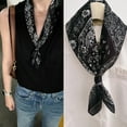 thumbnail image 4 of Vintage Print Korean Style Square Scarf For Women Soft Silk Like Polyester For Office & Daily, 4 of 6
