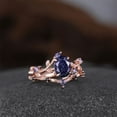 thumbnail image 3 of Vintage Oval Cut Blue Sandstone Ring Set- 14K Rose Gold Vermeil- Amethsyt and Black Onyx Ring- Anniversary Ring For Wife, 3 of 7