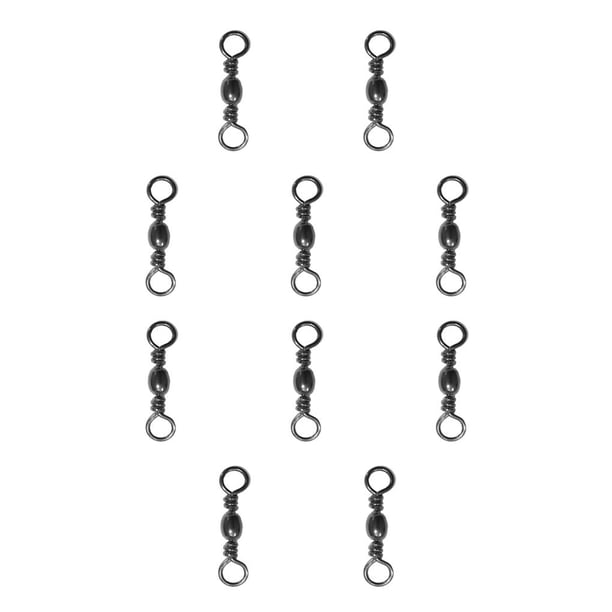 Soidarity Paquete de 100 eslabones giratorios de pesca de acero al carbono, conectores para curricán, reemplazo de anillo Flexible para agua Negro Talla 12 10piezas