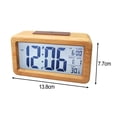 thumbnail image 1 of 13.8*7.7CM Wooden Alarm Clock with Light-Sensitive Date and Temperature, 1 of 9