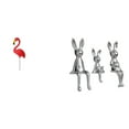 thumbnail image 1 of Escultura de jardín familiar de flamenco y conejo, adorno para centro de mesa de exhibición de patio de vacaciones de primavera, 1 of 8
