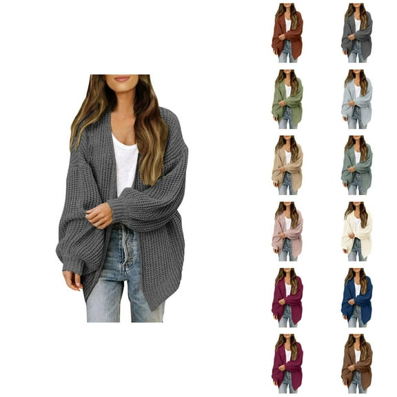 Cardigan Sweaters for Women Long Sleeve Lantern Sleeve Open Front Knited Sweater Coat Jacket Womens Cardigan Sweaters