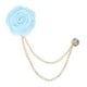 thumbnail image 1 of Pin de broche de flor de rosa Uxcell para traje de hombres, pin de solapa de flor con cadena de borlas doradas para bodas [Azul Claro], 1 of 7