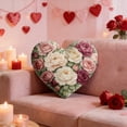 thumbnail image 6 of Heart Shaped Floral Throw Pillow for Romantic Home Decor, Soft Fabric Cushion for Couch, Bed, Valentine's Day Gift H, 6 of 7