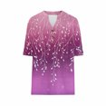 thumbnail image 4 of Womens V-Neck Minimalist Blouse Purple Abstract Leaf Print Button-Up Top - Breathable Polyester Summer Casual Wear, 4 of 6