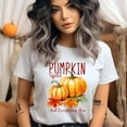 thumbnail image 2 of Pumpkin Spice and Everything Nice T-Shirt | Fall Pumpkin Leaves Graphic Tee for Women, Maroon, Size XL, 2 of 6
