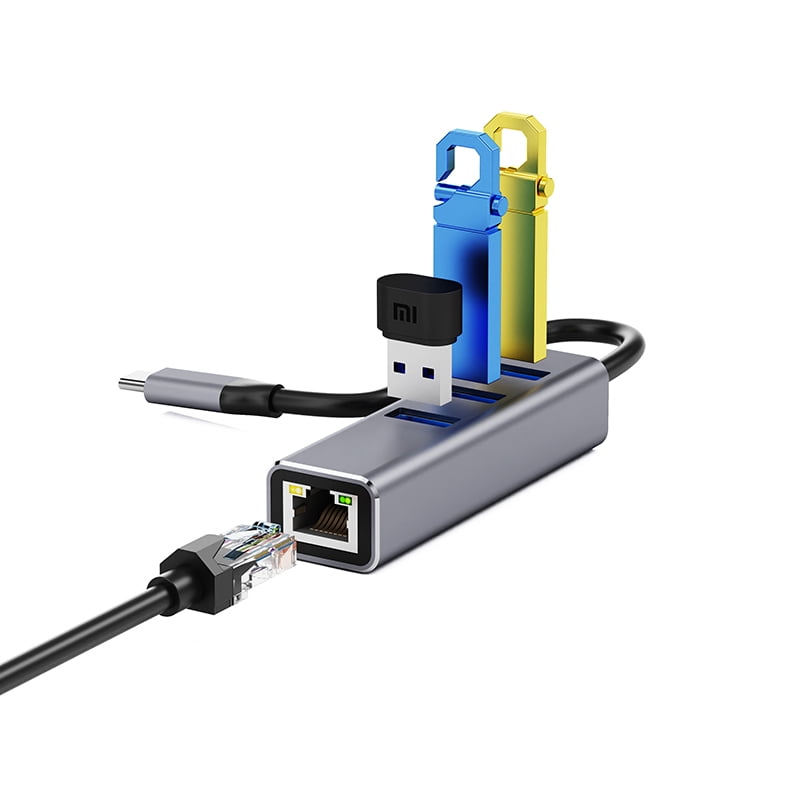 DOONJIEY  4 in 1 USB C Hub 3 USB Hub 3.0 1000mbps RJ45 Gigabit Ethernet USB A Type c Docking Station