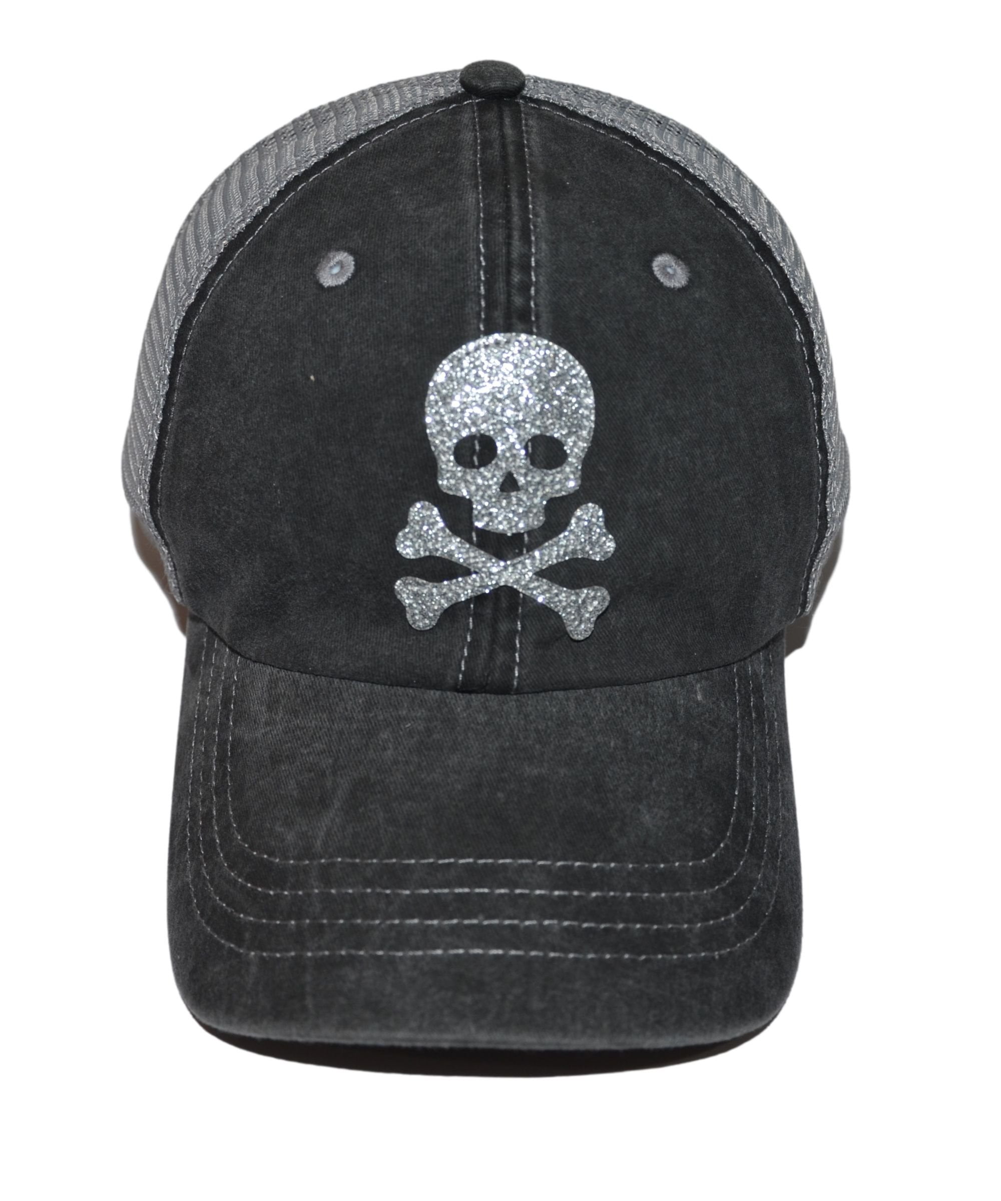 Lyprerazy Men's Cotton Baseball Cap - Pirate Skull & Crossbones Embroidery, Adjustable, Grey