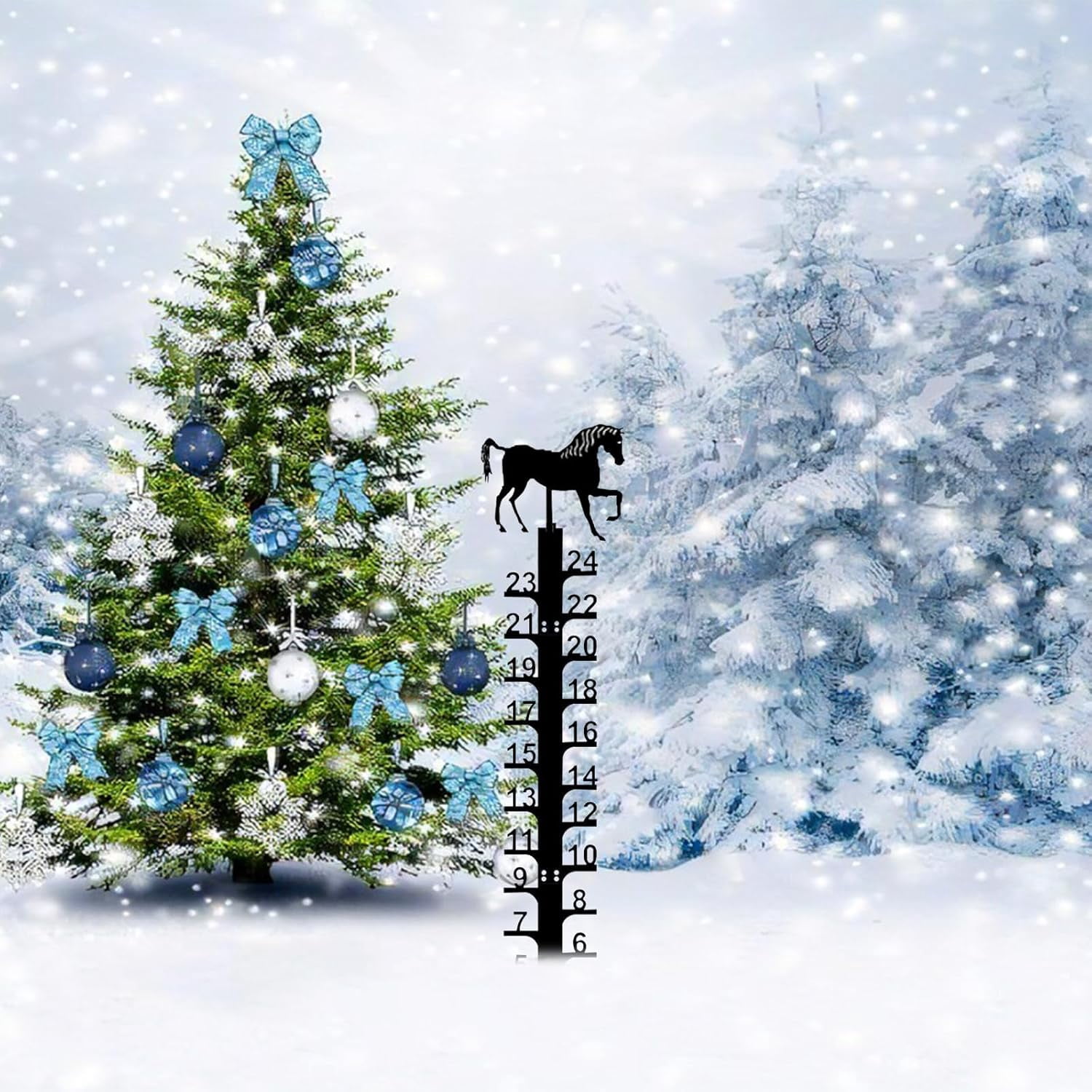 Snow Measuring Stick, 24inch Snow Gauge, Outdoor Measuring Gauge, Metal Detachable Snow Measuring Stick, Rain Gauge Garden Stakes for Yard, Lawn & Garden, Easy to Read