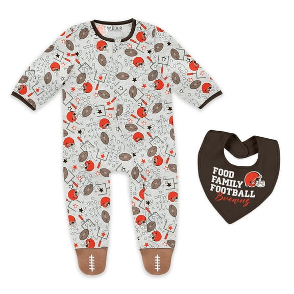Infant & Newborn WEAR by Erin Andrews Cleveland Browns Sleep and Play Full-Zip Sleeper & Bib Set