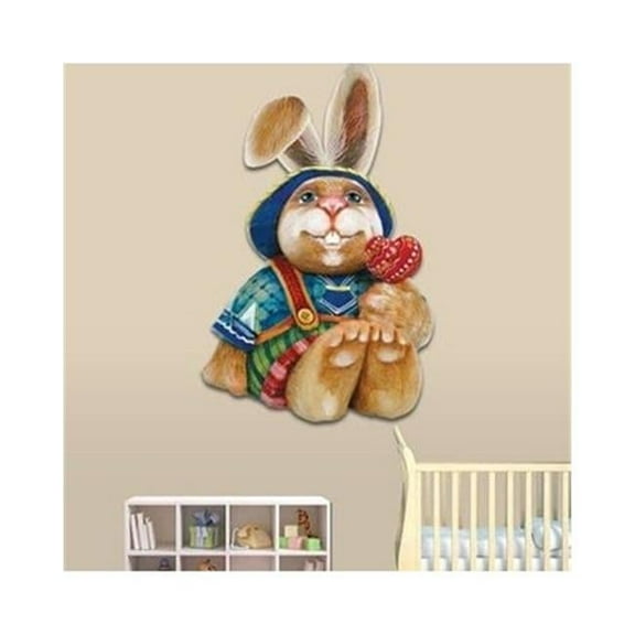 8154422 Baby Bunny Wooden Ornament Set of 2