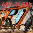 thumbnail image 6 of ESKUTE V300 Electric Bike for Adults & Teens, 48V 41.6Ah Removable Battery, 19MPH 749W Motor, NFC Unlock, 20" x 4.0" Fat Tires, 7-Speed Orange, UL2849, 6 of 7