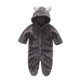 thumbnail image 1 of Baby Boy Girls Winter Warm Rompers Christmas Unisex Newborn Fleece Outfits Bodysuits Newborn Baby Fleece Footie Snowsuit Winter Bunting Onesie Cartoon Warm Hooded Romper Jumpsuit Gray 3-6 Months, 1 of 7