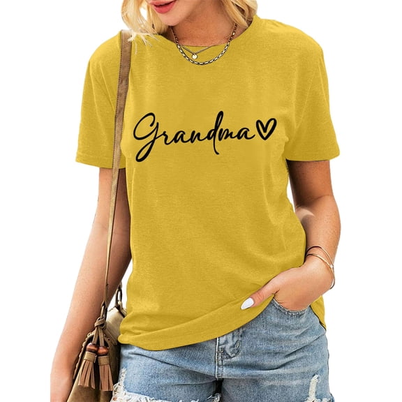 Texiao Grandma Shirts for Women Shirt Heart Printed Casual Short Sleeve Tee Top