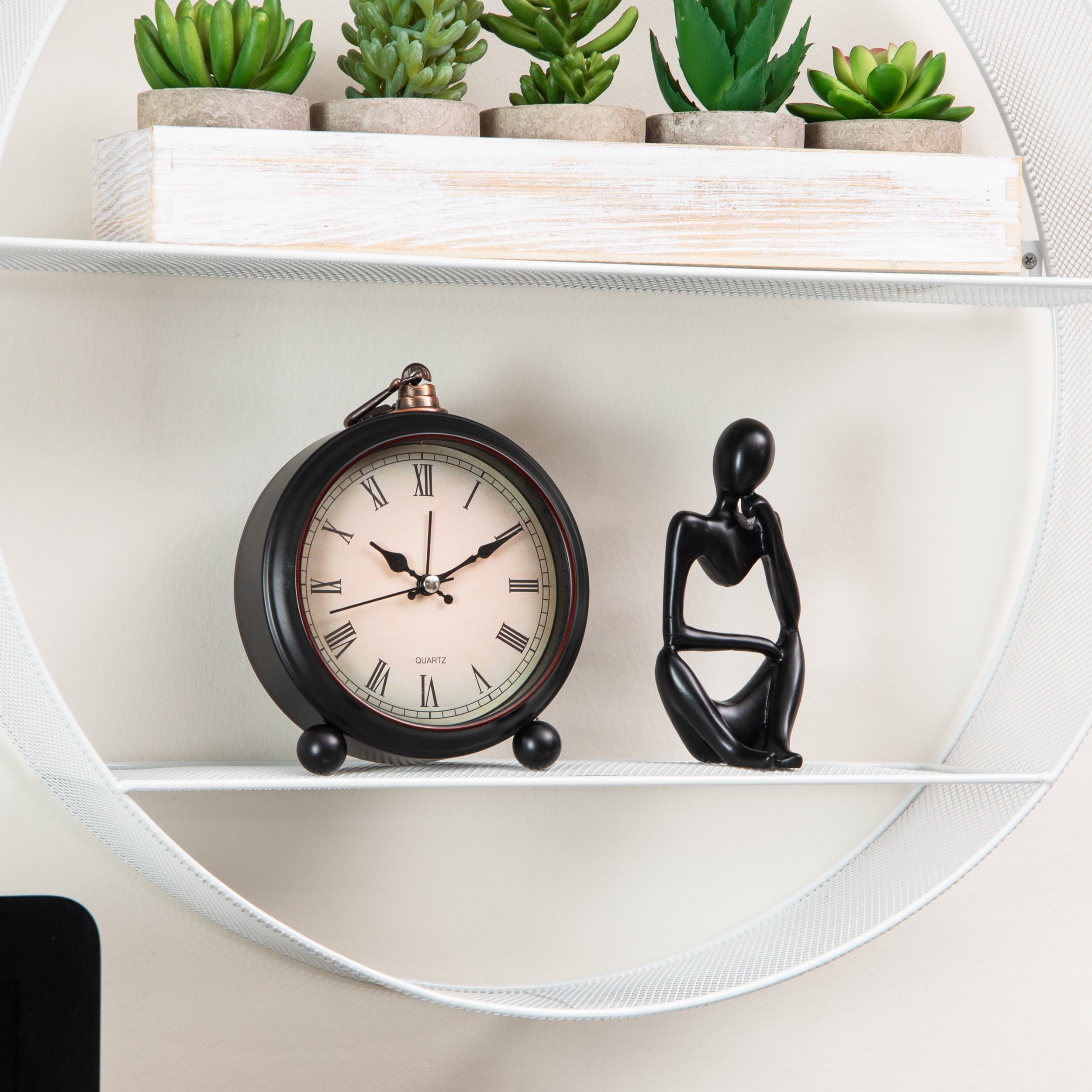 Mind Reader Circular Floating Shelves, Wall Decor, Accent Shelf, Metal, 18"L x 4"W x 18"H, White