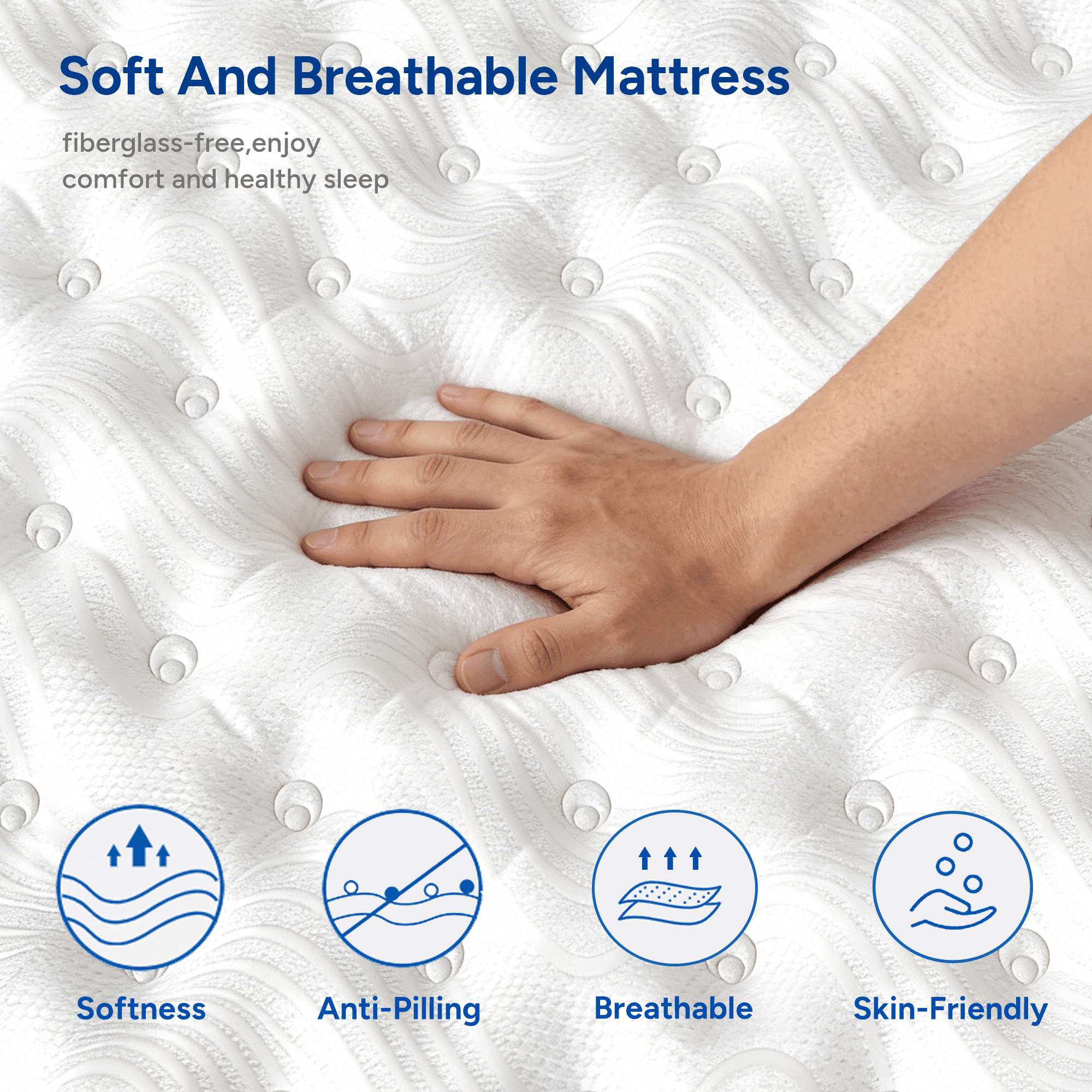 OPV 14 inch Twin Sized Medium Hybrid Mattress High Density Foam Layer Individually Pocketed Springs Motion Isolation Comfortable Sleep