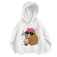 thumbnail image 3 of Byoo Big Girl's Capybara Print Hoodie Relaxed Fit Hooded Sweatshirt Long Sleeve Pullover, 3 of 5
