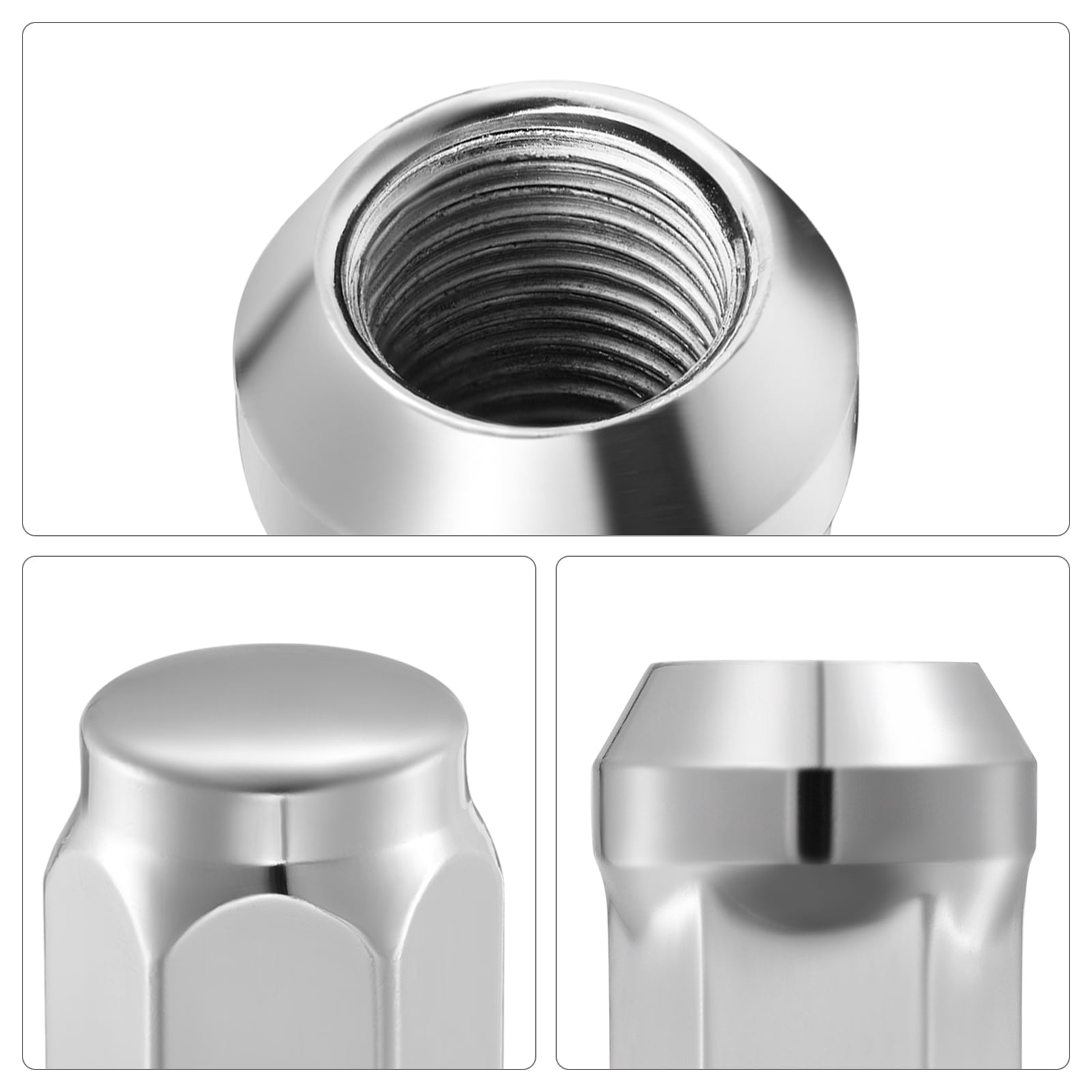24Pc Chrome 14x1.5 Bulge Acorn Lug Nuts 1.78" For Chevy GMC Silverado Sierra 1500