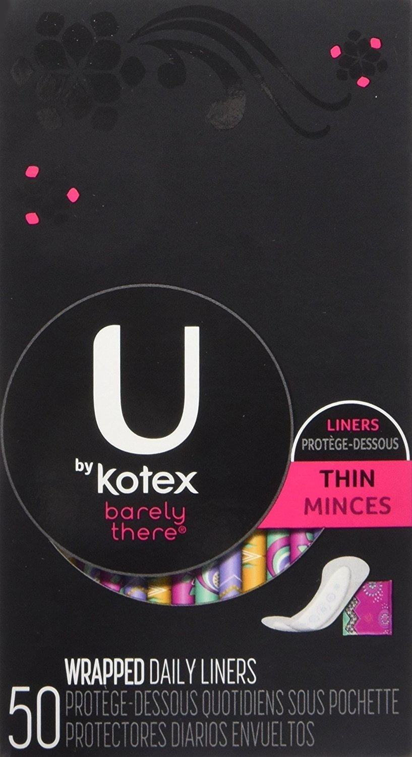 U Kotex Barely There Thin Panty Liners Regular Length, Unscented, 50 ct