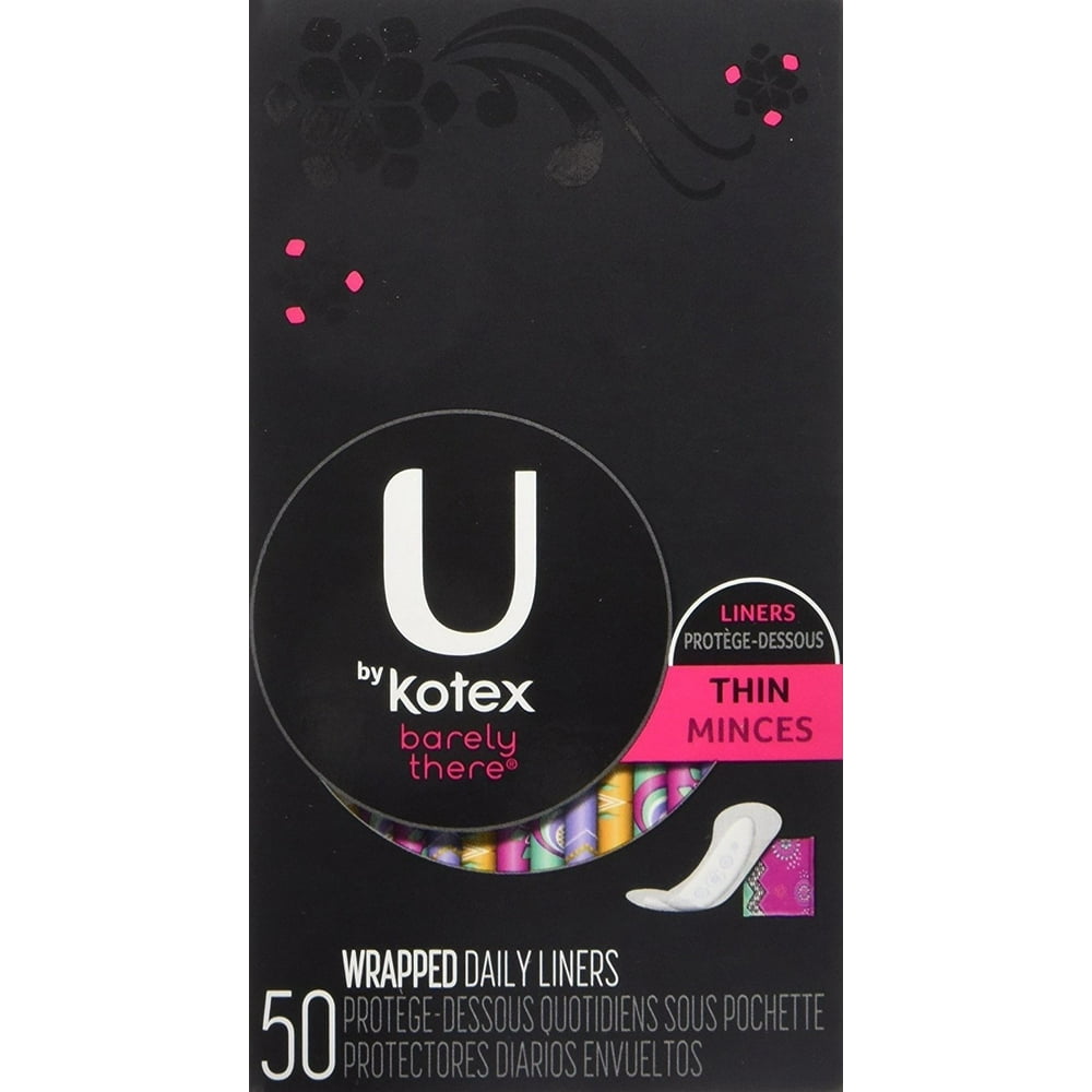 U by Kotex Barely There* Thin Pantiliners, Unscented, 50 Count