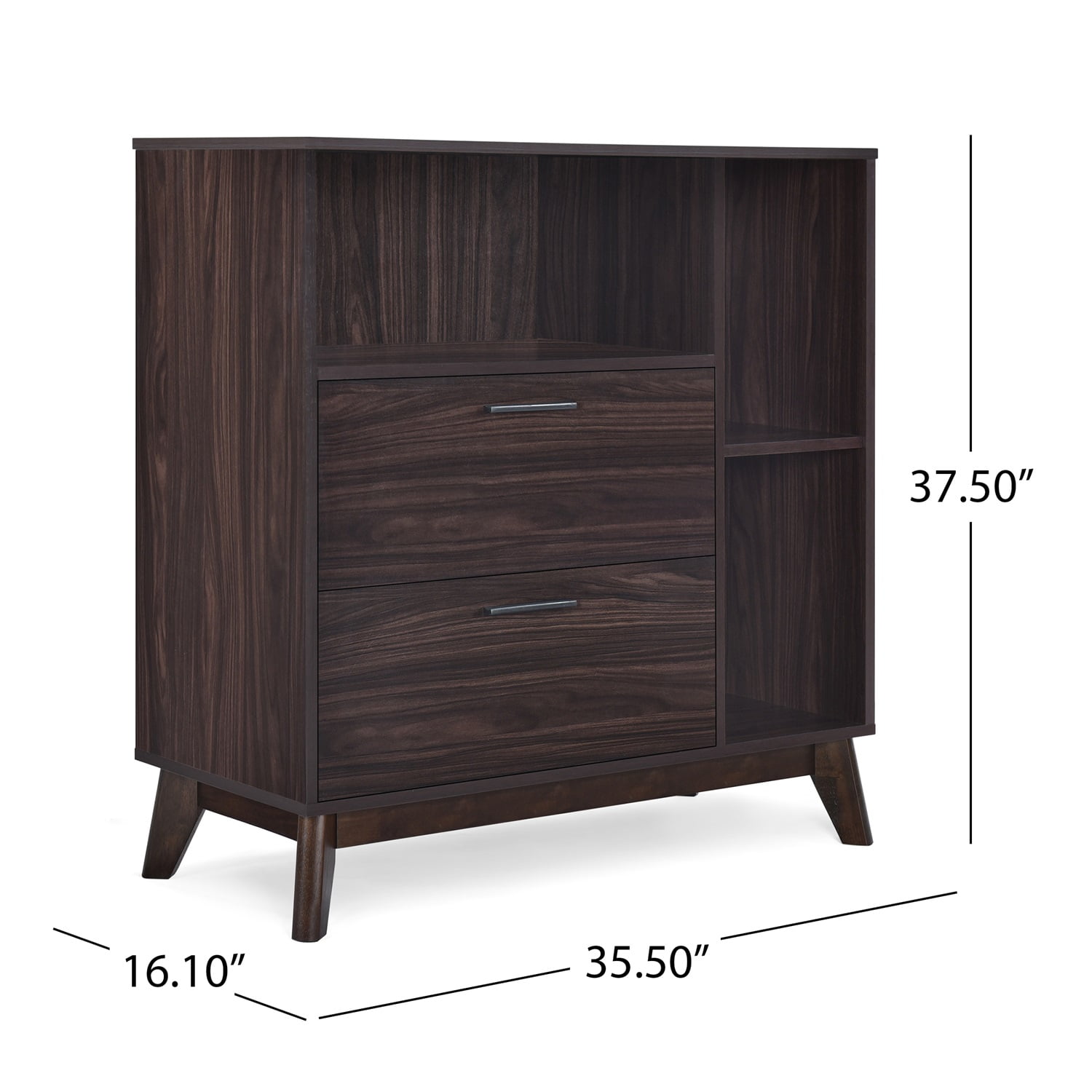 Kadyn Mid Century Cabinet, Modern 2 Drawer Cabinet with 2 Drawer, Cabinet for Living Room, Wenge Kadyn Mid Century Cabinet, Modern 2 Drawer Cabinet with 2 Drawer, Cabinet for Living Room, Wenge