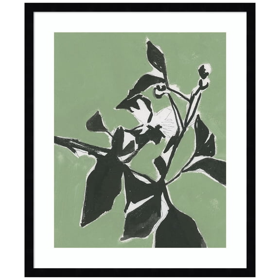 Amanti Art Naive Floral Silhouette I Wood Framed Wall Art Print
