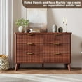 thumbnail image 3 of TROPOW 6 Drawers Dresser for Bedroom, Dressers with Curved Profile Design, Fluted Wood Drawers with Gold Handle, Modern Chest of Dressers with Thickened Design for Living Room, 3 of 8