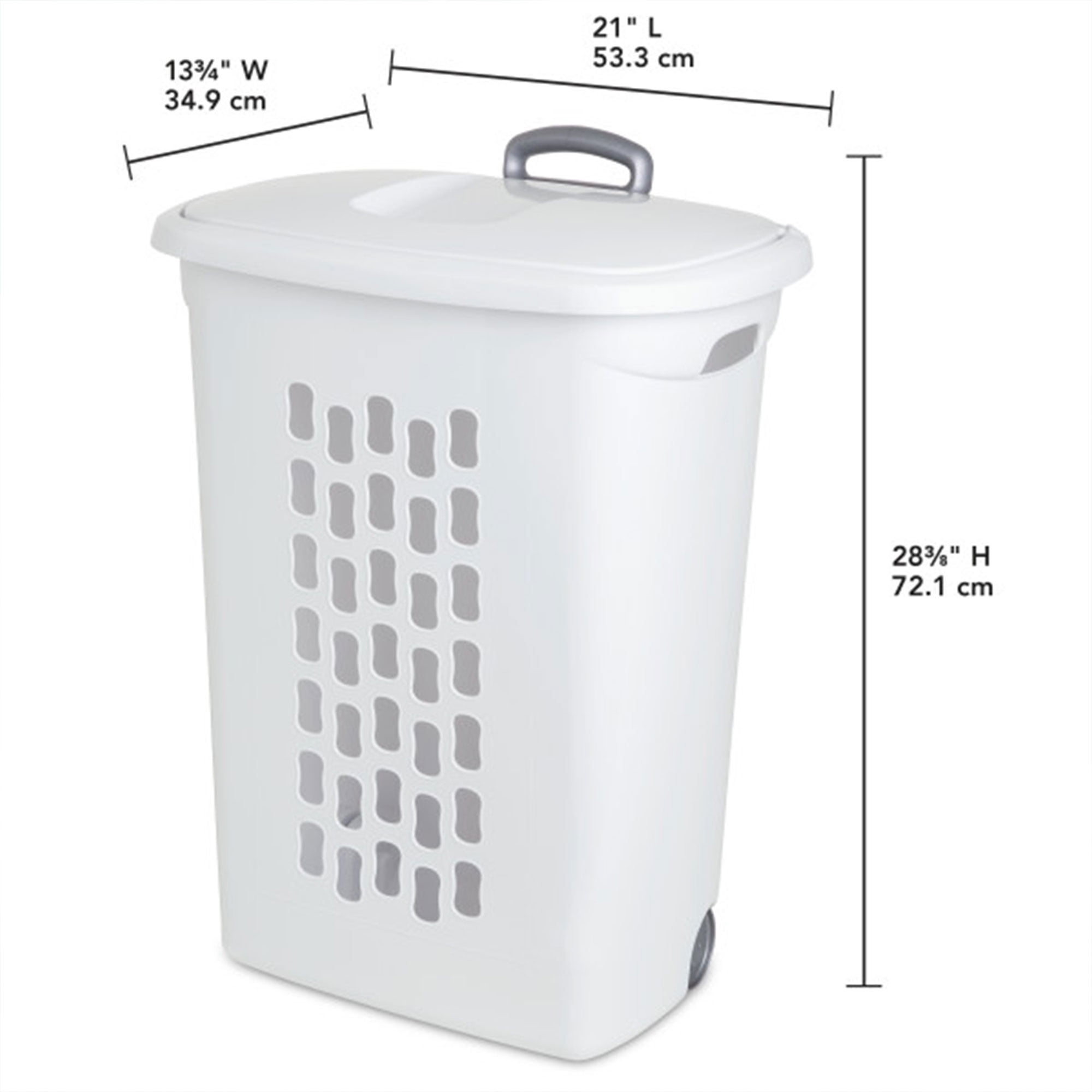 Sterilite White Laundry Hamper w/ Lift-Top, Wheels, & Pull Handle, 9 Pack
