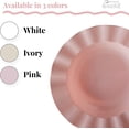 thumbnail image 4 of Elegant Plastic Plates for Party with Scalloped Rim (20 PC), Disposable Heavy-Duty Soup Plates for Wedding Reception - 12 oz, Fancy Plastic Dinnerware Sets with Silver Edge for Upscale Events - Pink, 4 of 5