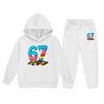 thumbnail image 2 of Kids Outfits Set 6 7 Six Seven Letter Outfits Set Comfortable Boys Cartoon Number Print Hooded Sweatshirt And Jogger Pants Long Sleeve Outfit With Pocket White 130(6-7 Years), 2 of 8