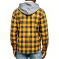 thumbnail image 3 of Dweltoz Men's Plaid Flannel Hoodie Shirt Fashion Casual Long Sleeve Button Up Jacket with Pocket Fall to Winter,Yellow XL, 3 of 6