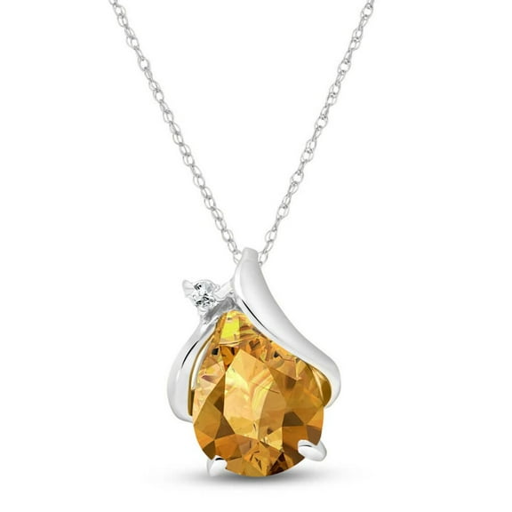 Galaxy Gold 14k 24" White Gold Teardrop Citrine Necklace with Diamond Accent