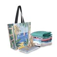 thumbnail image 2 of FORMRS Womens Canvas Tote Bag with Zipper Inner Pocket Shoulder Handbag, Seaside Leaves, 2 of 7