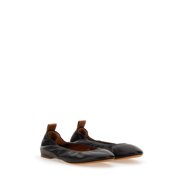 Lanvin Gathered Design Leather Ballerina Flats Black (Women's)