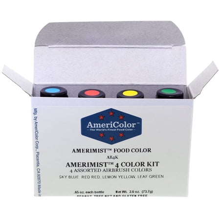 AmeriColor AmeriMist Airbrush Food Color, .65 Ounce 4 Color Kit