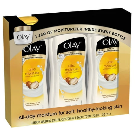 Olay Ultra Moisture Body Wash with Shea Butter, 23.6 Fl Oz, 3 Ct