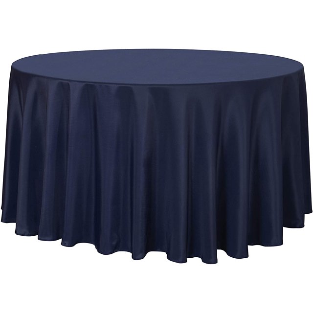 LAICAIW Round Tablecloth-120 Inch-Water Resistant Spill Proof Washable Polyester Table Cloth Decorative Fabric Table Cover for Dining Table, Buffet Parties and Camping, Navy