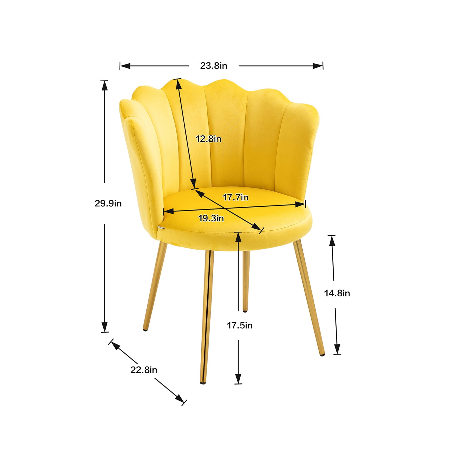 Kepooman Modern Accent Arm Chairs, Mid-Century Upholstered Side Seat with Solid Metal Legs, Yellow Kepooman Modern Accent Arm Chairs, Mid-Century Upholstered Side Seat with Solid Metal Legs, Yellow