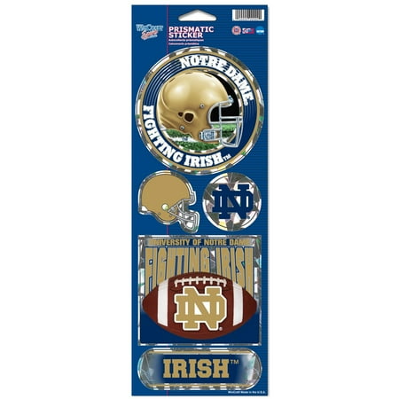 Notre Dame Fighting Irish Official NCAA 4 inch x 10 inch Prismatic Car Decal Set by Wincraft