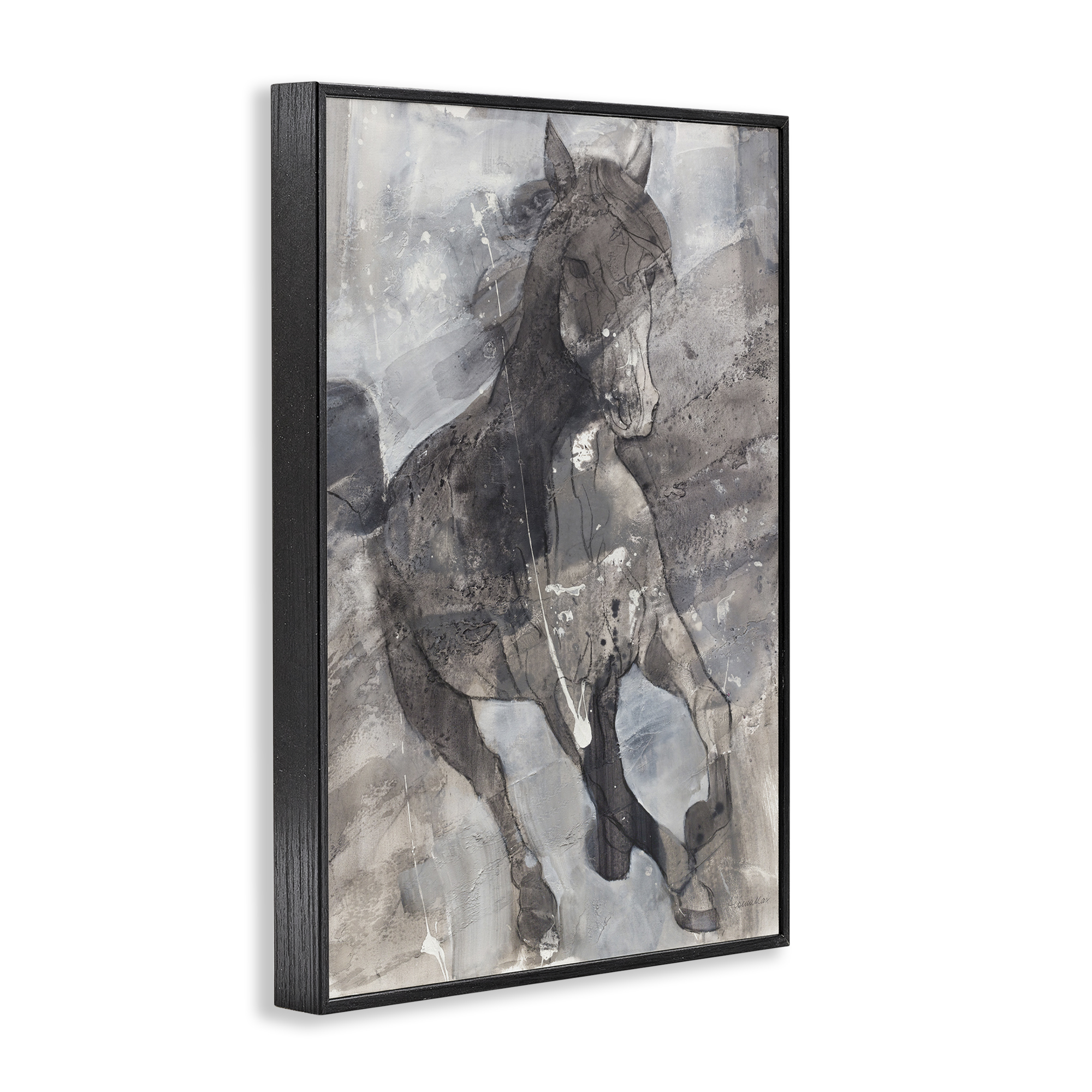 Stupell Industries Free Spirit Stallion Animals & Insects Painting Black Framed Art Print Wall Art, 16 x 24