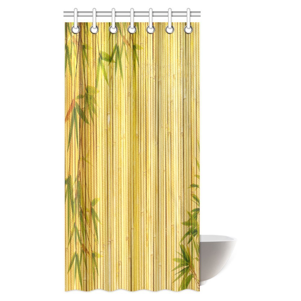 MYPOP Bamboo Shower Curtain, Light Golden Bamboo Background with Tree
