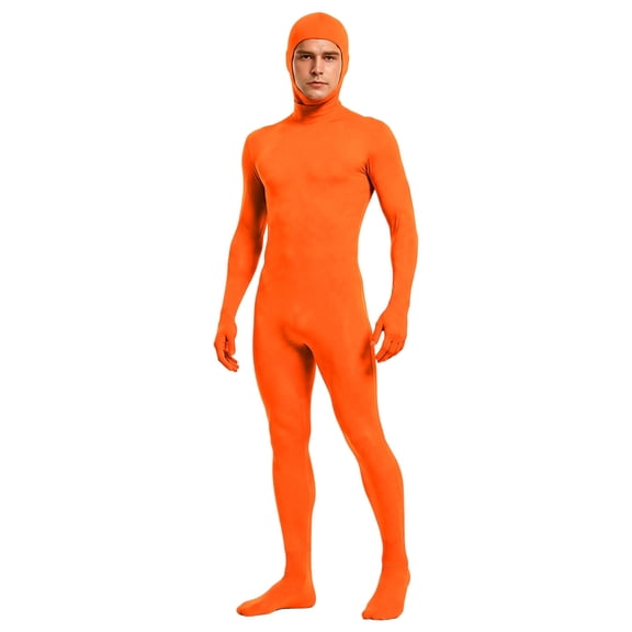 HOWPAY Adult Halloween Costumes Invisibility Bodysuit With Hood Full Body Cosplay Outfit One Piece Jumpsuit For Men Women Masquerade Stage Party Halloween Costumes L