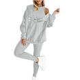 thumbnail image 3 of THDHVS Workout Sets for Women,Matching Sets Women Clothing,Womens 3 Pc Outfits Lounge Hoodie Sweatsuit Sets Oversized Sweatshirt Baggy Fall Fashion Sweatpants with Pockets Gray 2XL, 3 of 5