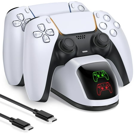 PS5 Controller Charger ,PS5 Controller Charging Station,BEBONCOOL PS5 Accessories with Fast Charging for Playstation 5 Gaming Console,White