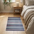 thumbnail image 3 of ODIKA 2'x3' Washable Throw Rug Non-Slip, Low Profile, Flatwoven, Easy Care Striped Vintage Navy Interlocking Bands Distressed Strip Mudroom for Hallway, Study Room, 3 of 7