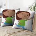 thumbnail image 3 of LALILO Throw Pillow Covers Beautiful Girl Running Smiling Fun Afro Cushion Cover 18" x 18", 2 Pack, 3 of 6