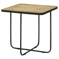 thumbnail image 2 of Travertine & Black Accent Table | Modern Square Stone Top with Artistic Iron Sled Base | 24" Contemporary Coffee/End Table for Living Room | Unique India Made Home Decor, 2 of 7
